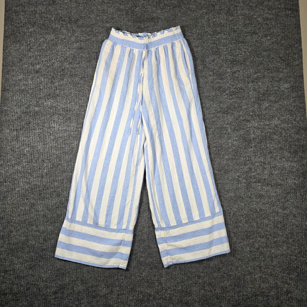 LC Lauren Conrad Striped Wide Leg Pants Blue White XS Coastal
